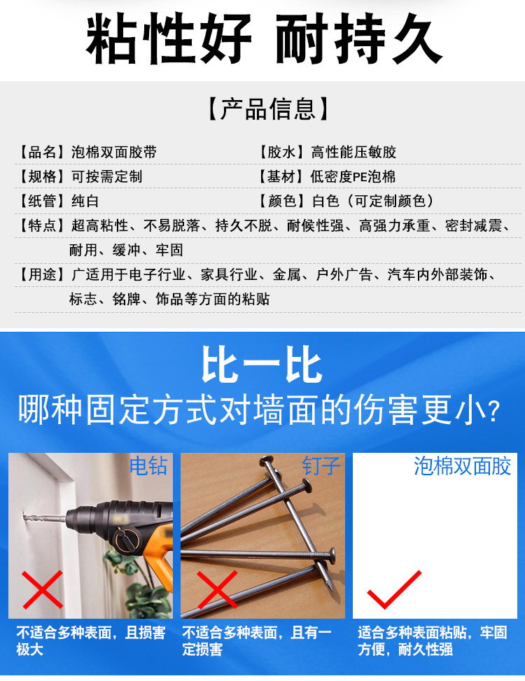 海翔之星白紙管泡棉雙面膠